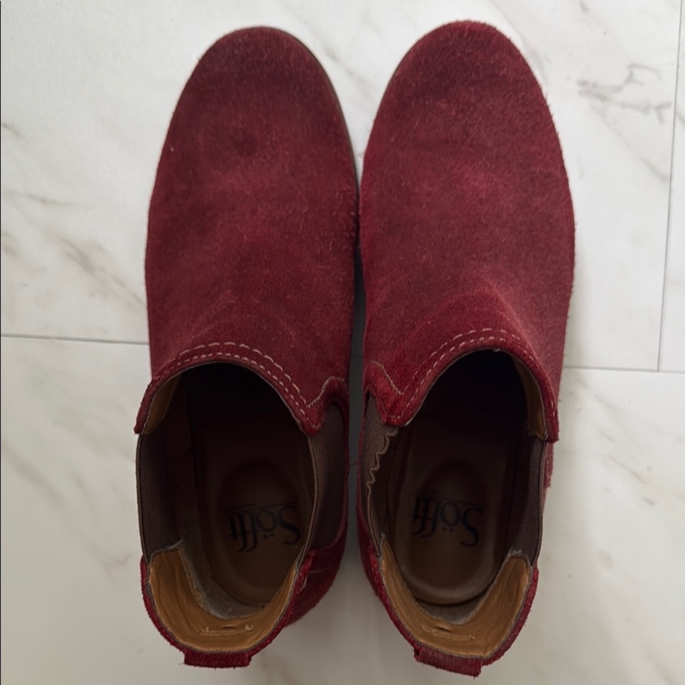 Sofft Red Suede Ankle Booties Comfort